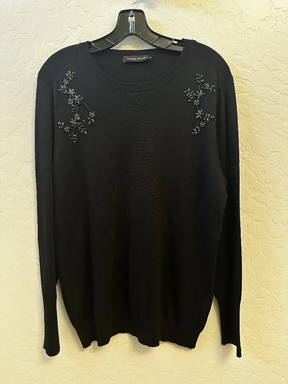 Ivanka Trump Sweater- Estimated Size XL- Black- Long Sleeve- Beaded Detail